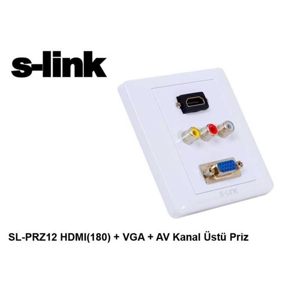 S-link SL-PRZ12 HDMI(180) + VGA + AV Kanal Üstü Priz