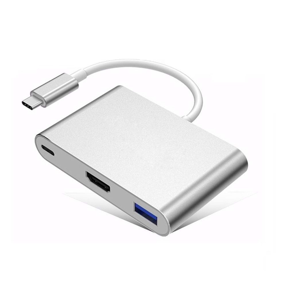 S-link SL-USB-C68 Type-C to Hdmi + Usb 3.0 + C Type Usb 3.1 Adaptör