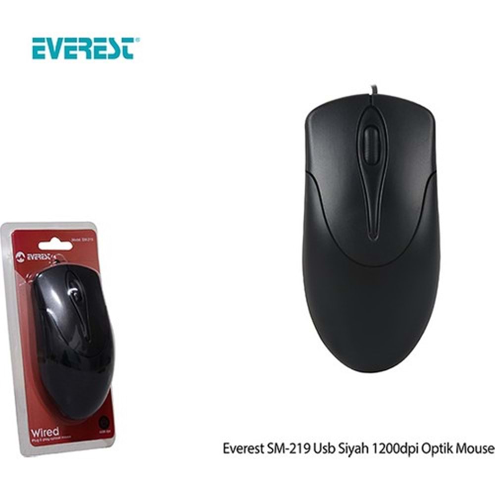 Everest SM-219 Usb Siyah 1200dpi Optik Mouse