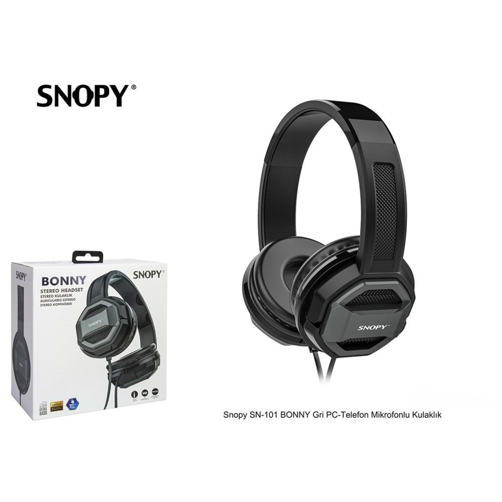 SNOPY SN-101 BONNY GRİ PC-TELEFON MİKROFONLU KULAKLIK