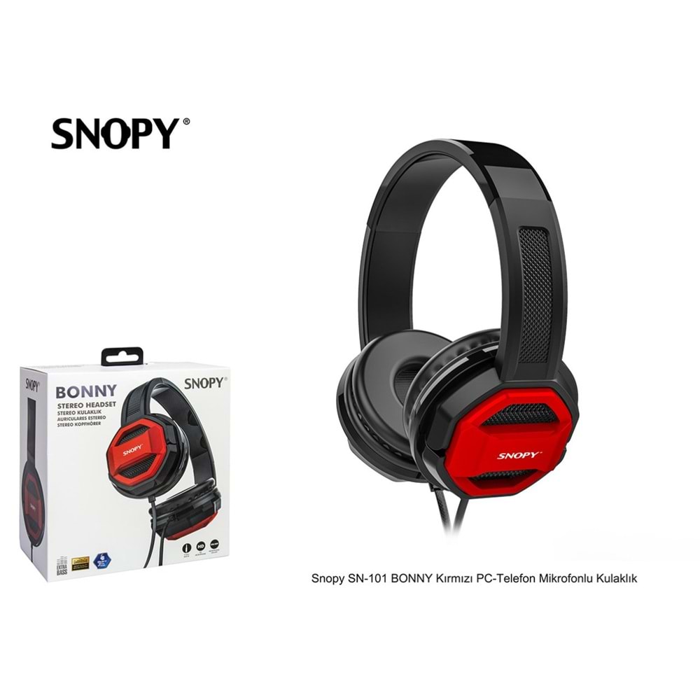 SNOPY SN-101 BONNY KIRMIZI PC-TELEFON MİKROFONLU KULAKLIK