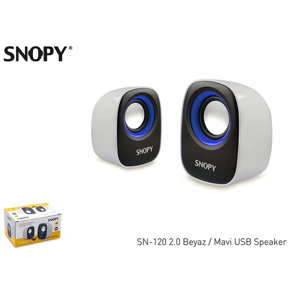 Snopy Beyaz/Mavi SN-120 2.0 USB Speaker