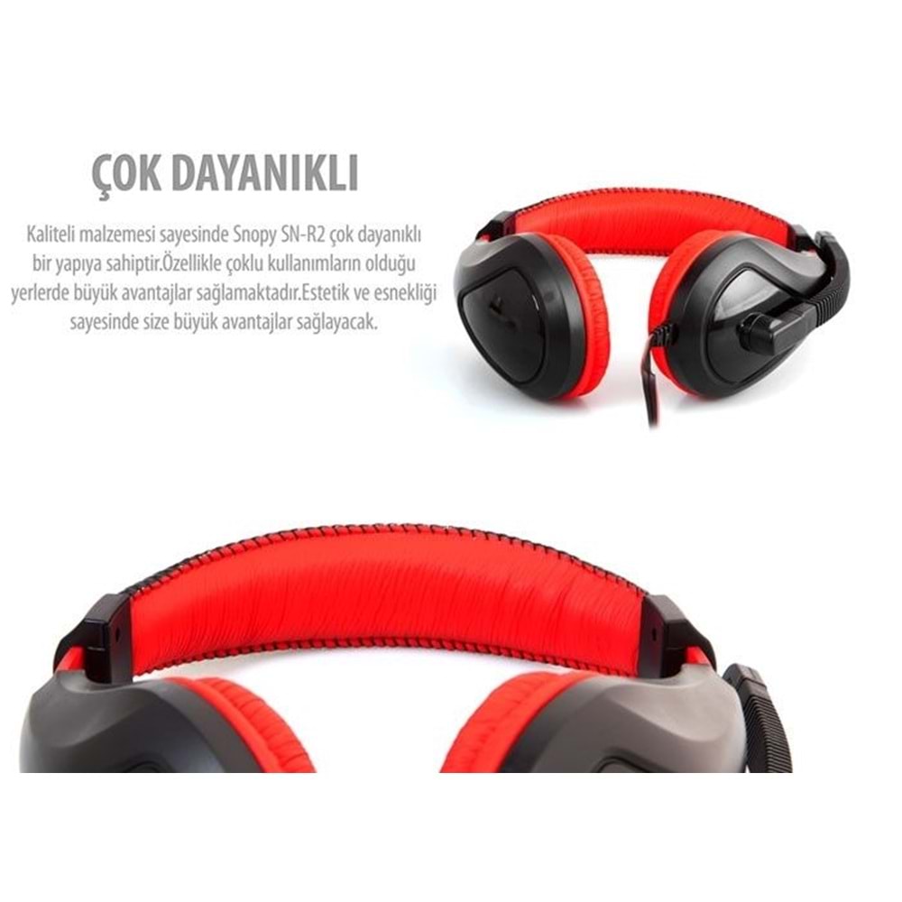 Snopy Rampage SN-R2 Siyah/kırmızı Mikrofonlu Gaming Kulaklık