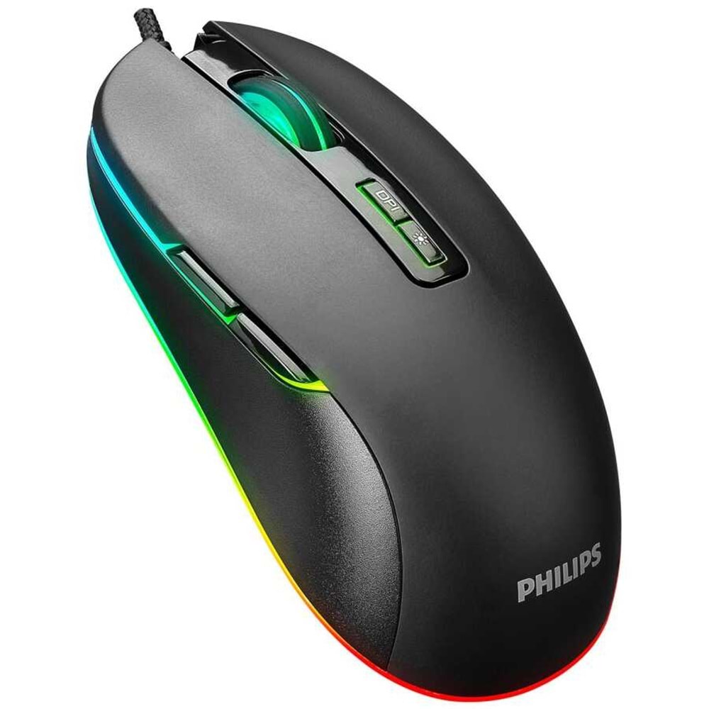 Philips SPK9414 Usb 7Tuşlu Siyah 1200/1600/2400/3600dpi Gaming Oyuncu Mouse