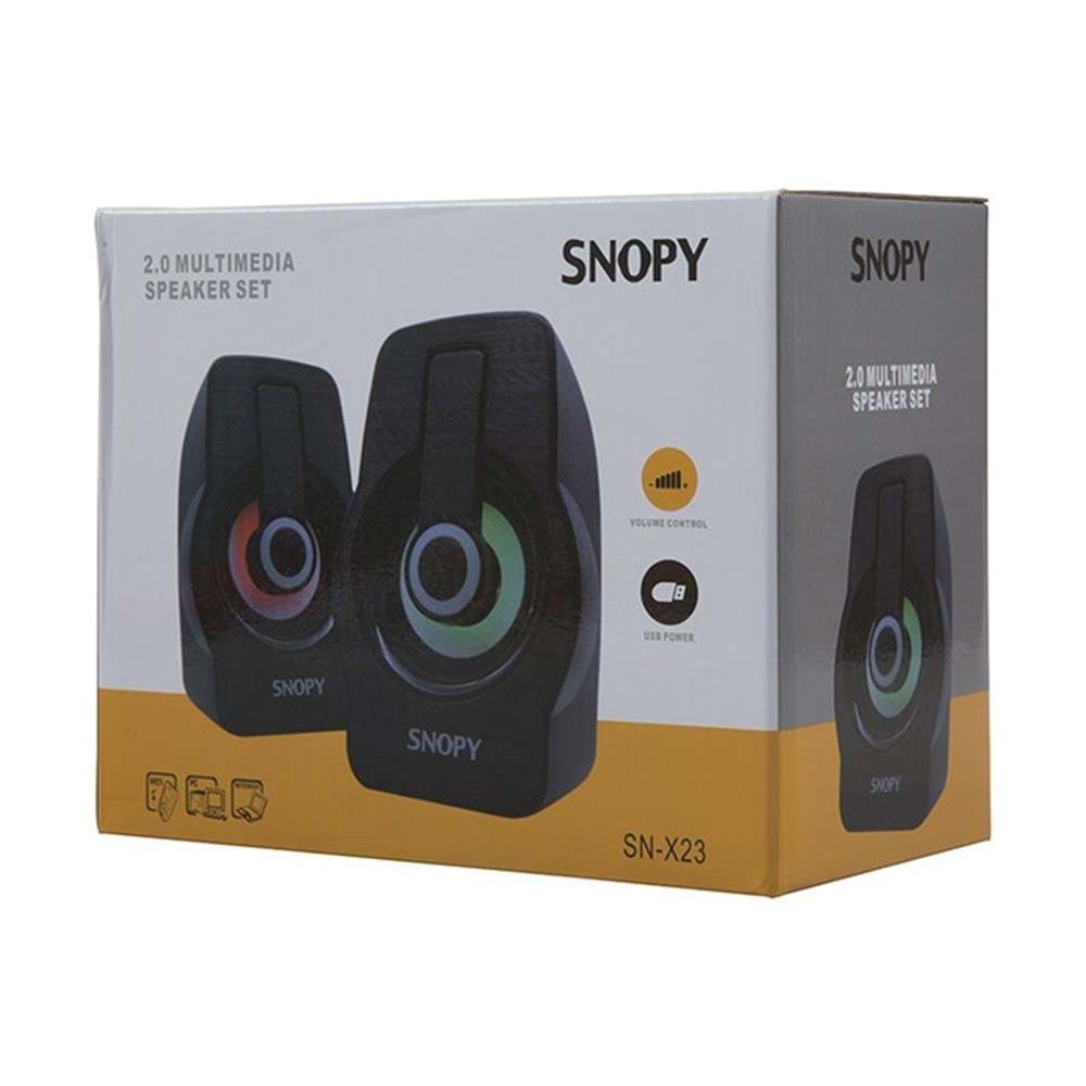 Snopy SN-X23 2.0 Multimedia RGB Işıklı 3W*2 Siyah/Yeşil USB Speaker