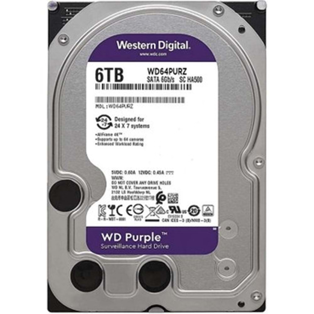 Western Digital Purple WD64PURZ 7/24 SATA 3.0 5400 RPM 3.5