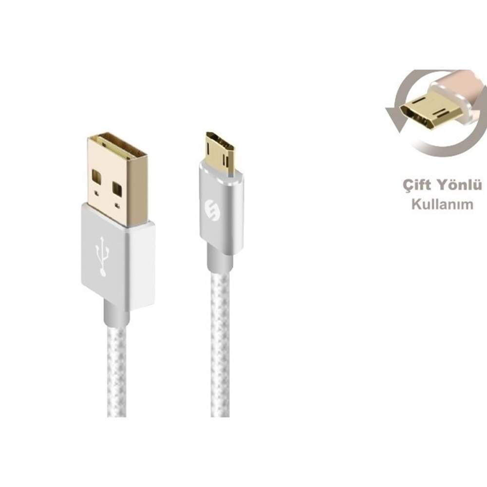 S-link Swapp SW-A1 Micro Usb 1m Gri Data + Şarj Kablosu