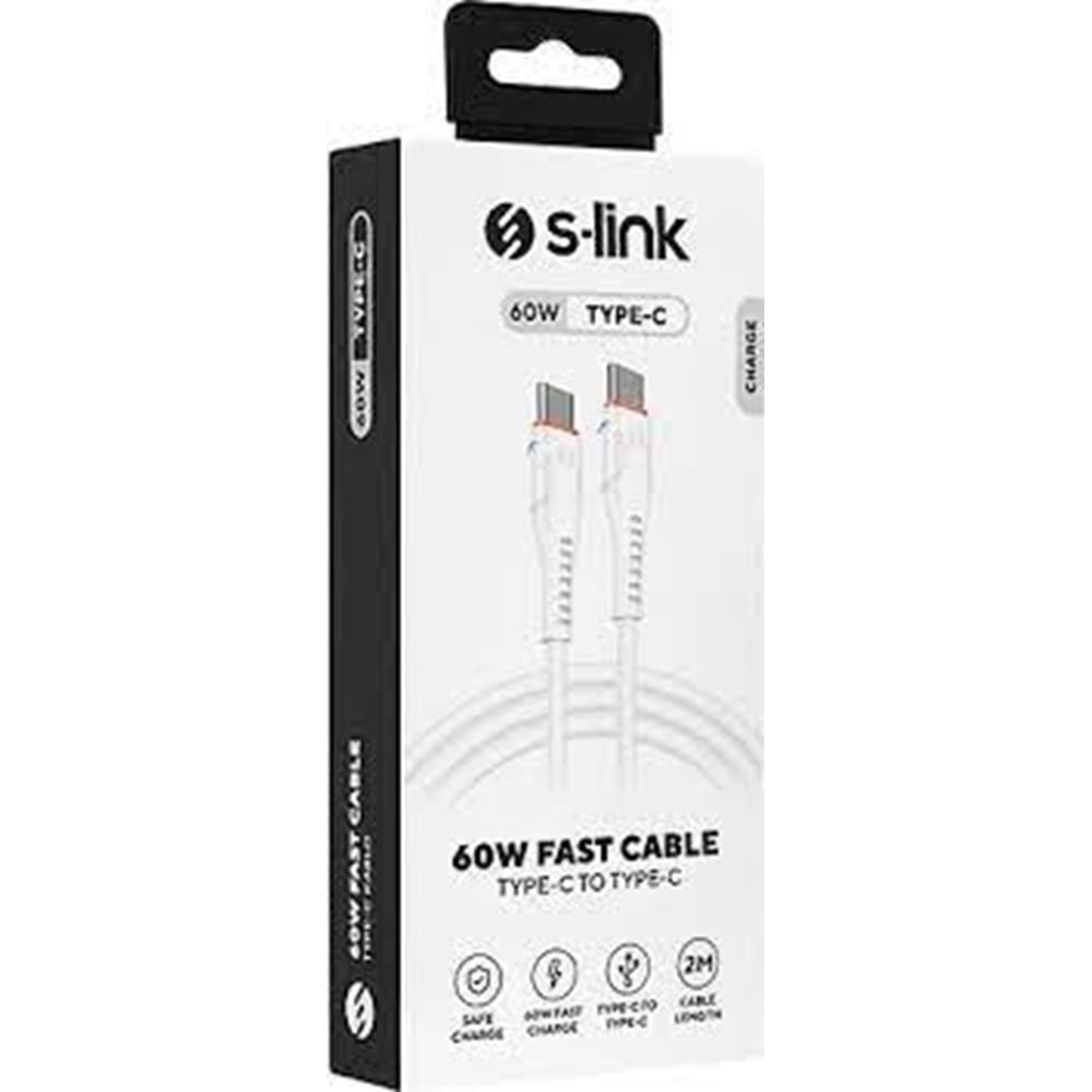 S-link SW-C135 2M 3A Type C to TypeC Hızlı Data + Sarj Kablosu