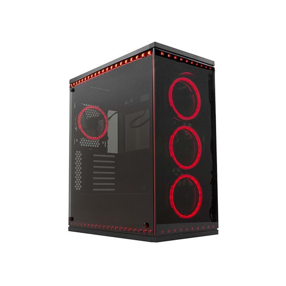 Rampage TEMPER PRO V5 4*Tempered Glass Siyah 4*RGB Fan 2*Usb3 2*Usb1 6*RGB Şerit Gaming Kasa