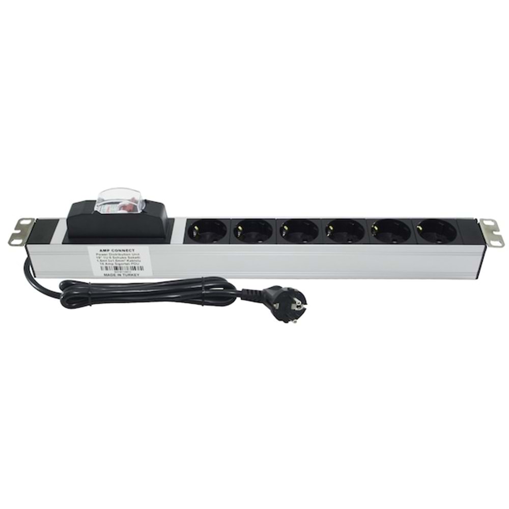 Ttech Kabin içi Sigortalı 6’lı PDU - Sigortalı 6 lı 19Alüminyum Priz