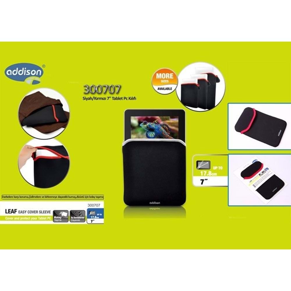 Addison 300707 Siyah/Kırmızı 7 Tablet Pc Kılıfı