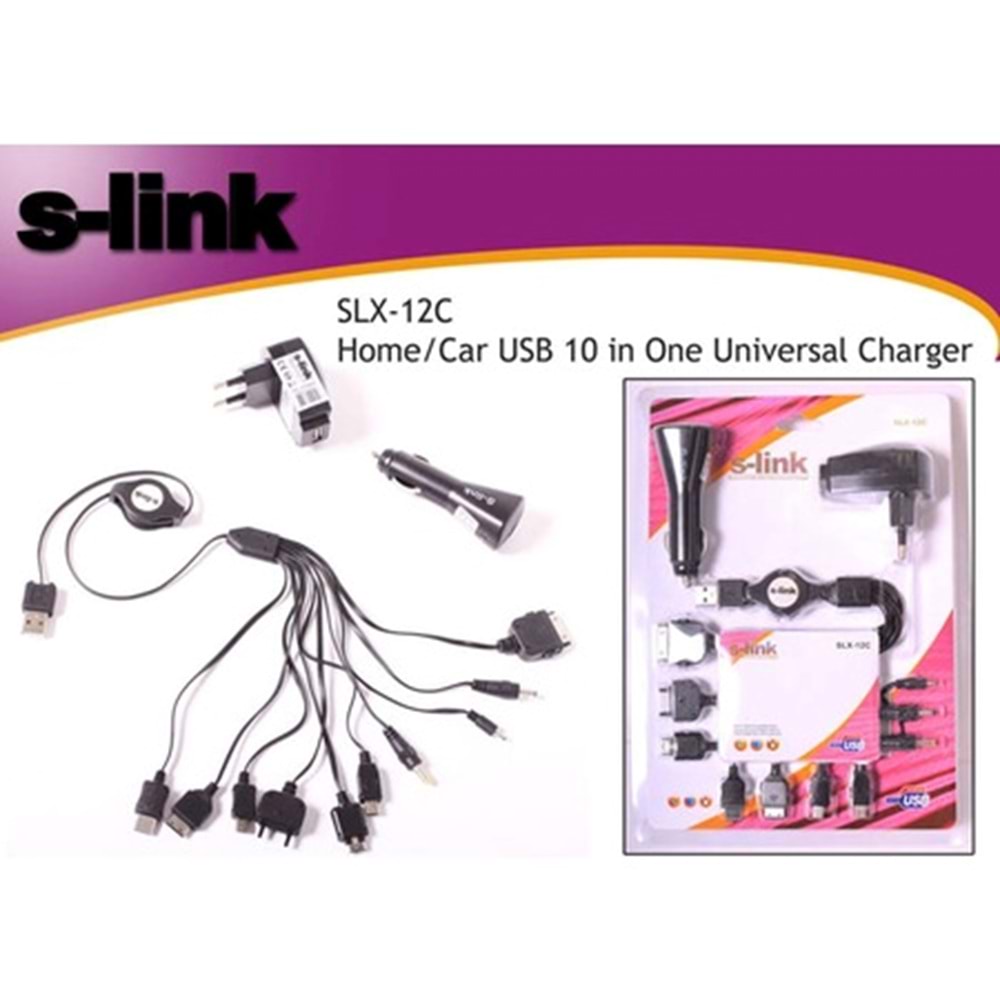 S-link SLX-12C USB+220+AC 10 Lu Şarj Aleti