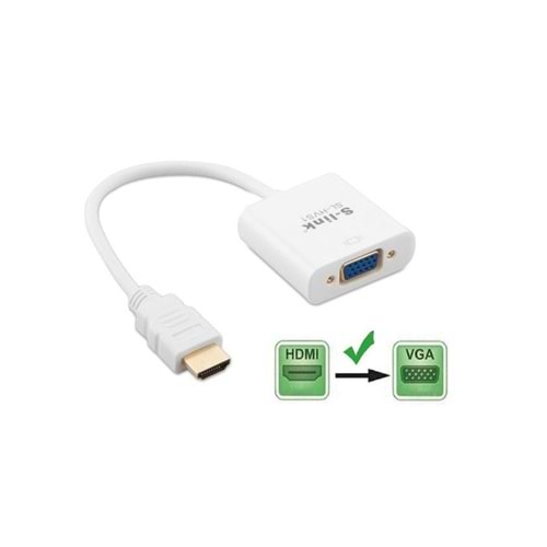 S-link SL-HVS11 Hdmi to Vga+Audio Çevirici Adaptör...Yüksek Çözünürlüklü Görüntü ve Ses Sinyalini 1080P Hd Görüntü ve Ses Sinyaline Çeviren Kolay Taşınabilir Portatif Çevirici
