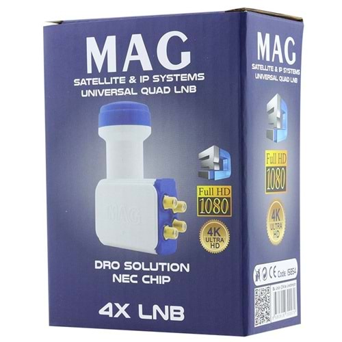 Mag Dört Çıkışlı 4K Ultra Hd Lnb - Altın Uç Düşük Kayıp Sharp Chip Set