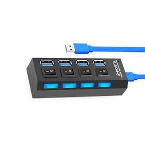 Hytech HY-U350 4*Usb Port USB 3.0 Siyah Usb Hub...Taşıması Kolay Minimal Tasarımlı 4 Adet Usb 3.0 Data Port 1 Adet Hızlı Şarj Sağlayan Akıllı Şarj Portlu Aç-Kapa Anahtarlı Mavi Ledli Hot Swap Destekli Usb Hub