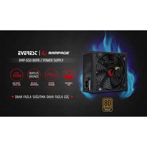 Rampage RMP-750-80PB 750W 14cm Siyah Fan 80 Plus Bronze Aktif PFC Power Supply