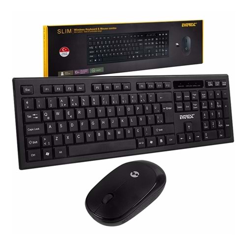 Everest Km-6121 Siyah Kablosuz Wireless Q Slim Klavye Mouse Set