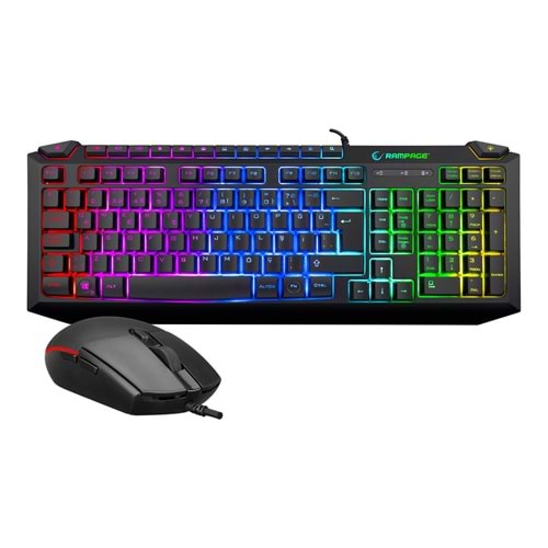 Rampage KB-R310 BROKER Siyah Usb Gökkuşağı Zemin Aydınlatmalı Oyuncu Klavye + Mouse Set
