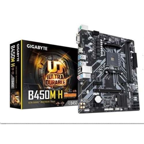 GIGABYTE B450M-H AMD B450 Soket AM4 DDR4 HDMI VGA Anakart