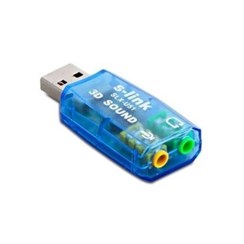 S-link SLX-U51 Harici 3D Surround Usb Ses Kartı...Ses Kartı Olmayan Usb 2.0 Çıkışlı Aygıtınızdan Profesyonel 3d Surround Sesi Kulaklığınızdan Hoparlörünüzden Dinlemenizi Sağlar