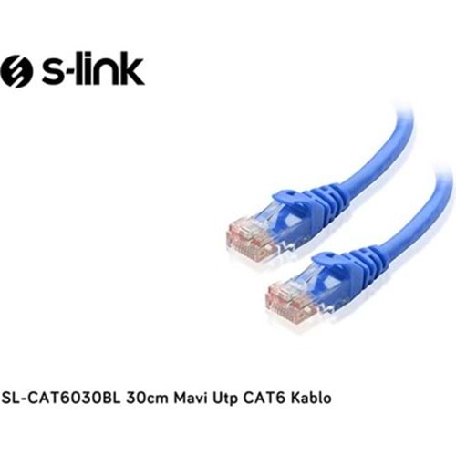 S-link SL-CAT6030BL 30cm Mavi Utp CAT6 Kablo