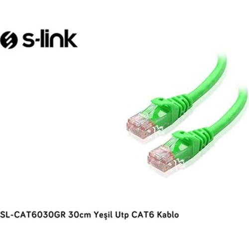 S-link SL-CAT6030GR 30cm Yeşil Utp CAT6 Kablo