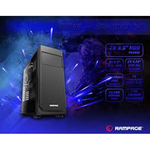 Rampage 66S Smooth Siyah Usb 3.0 2*Usb 2.0 12cm Fan Kasa