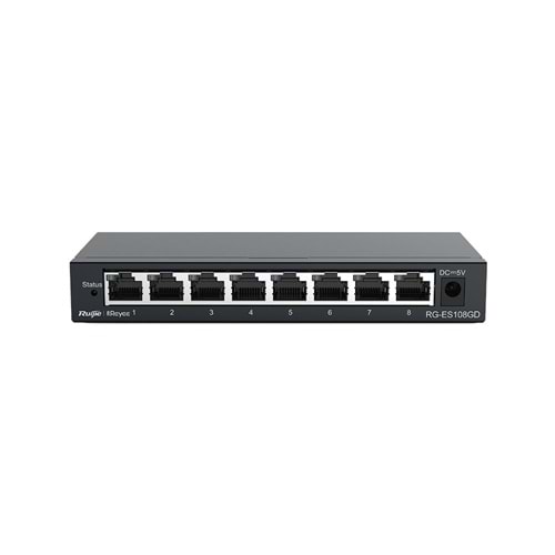 Reyee RG-ES108GD 8 Portlu, 10/100/1000 Gigabit, Tak Çalıştır Switch, Metal Kasa