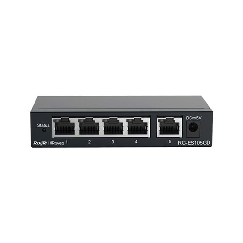 Reyee RG-ES105D 5 Portlu, 10/100 Fast Ethernet, Tak Çalıştır Switch, Metal Kasa