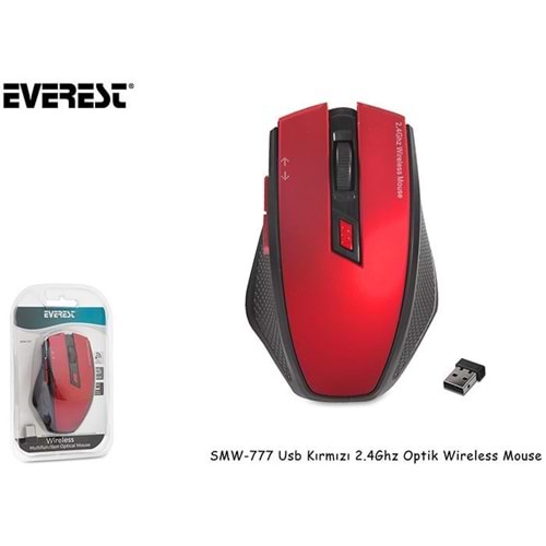 Everest Kırmızı SMW-777 Usb 2.4Ghz Optik Wireless Mouse
