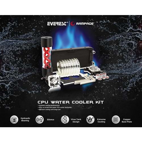 Rampage Gust Fan-K120 120*120*25mm İntel 775-2066/Amd FM1-AMD4 Custom Sıvı Cpu Soğutucu Kit