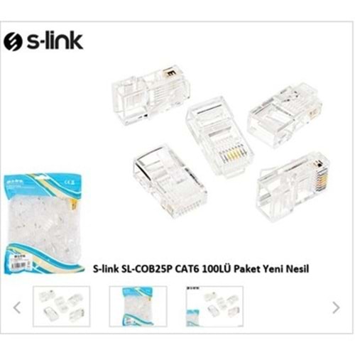 S-link SL-COB25P CAT6 100 lü Paket Jack UTP