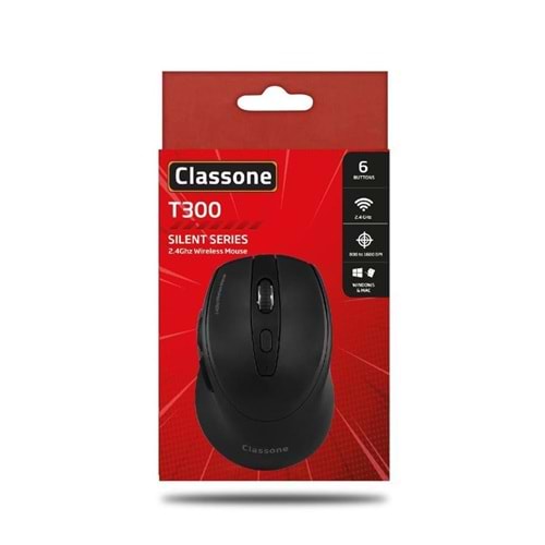 Classone T300 Serisi Kablosuz Mouse 1600 DPI -Siyah