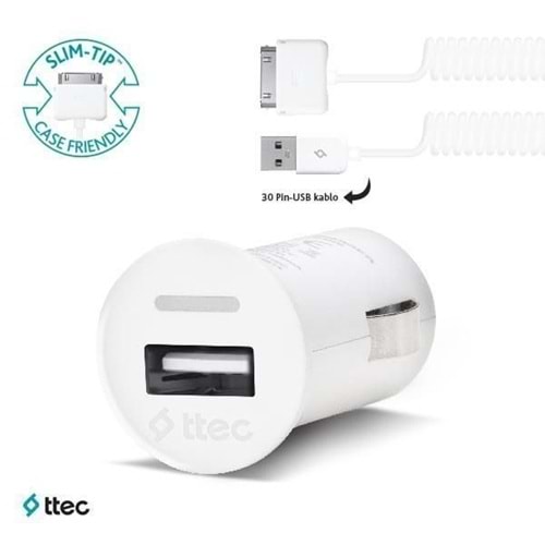 Ttec - iPhone 4/4s Compact Araç Şarj Cihazı - 1000mA - 2CKC2001