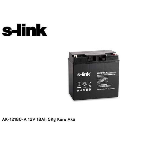 S-link AK-12180-A 12V 18Ah 5Kg Kuru Akü