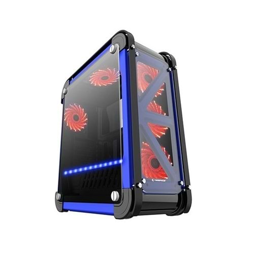 Rampage Castle RGB Siyah Mavi Oyuncu Kasası - Çelik Kasa Tempered Cam