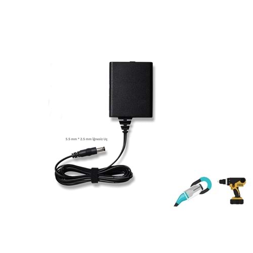 Compaxe CPA-222 Şarjlı Matkap Şarjlı Süpürge Adaptörü...22V 200MA Adaptör 5.5 * 2.5 İğnesiz Yuvarlak Uçlu Yüksek Verimli Minimal Tasarımlı Şarjlı Süpürge Şarjlı Matkap Adaptörü