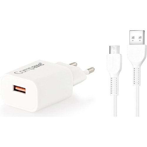 COMPAXE CTA-150QC UM24B 18W 5V 3A/ 9V 2A/ 12V 1.5A QC + USB TO MICRO 2.4 A KABLOLU SET BEYAZ