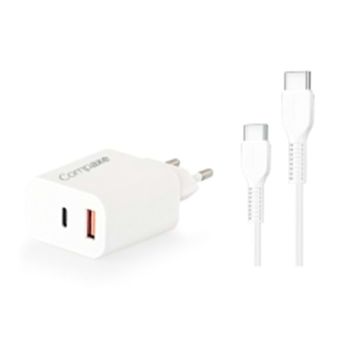 COMPAXE CTA-521UMB24 10W 5V 2.1A TEK USB + USB TO MICRO 2.4A KABLOLU SET BEYAZ