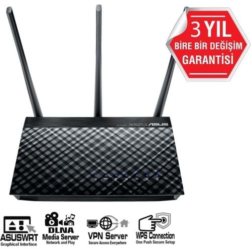 Asus DSL-AC51 DualBand-Ebeveyn Kontrol Destekli-DLNA-VPN-ADSL-VDSL-FiBER-Modem Router