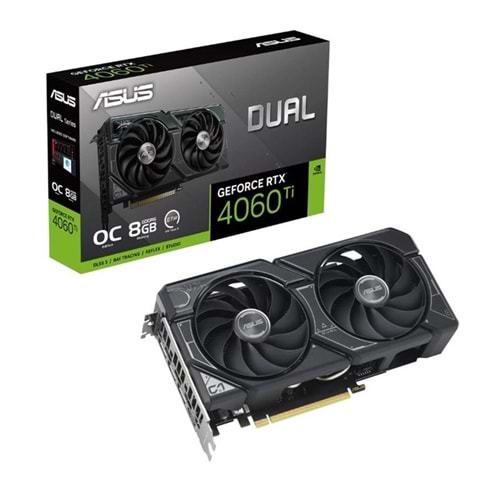 ASUS DUAL-RTX4060TI-O8G 8GB GDDR6 128Bit 2,5 yuvalı tasarım,DLSS 3, 3.Nesil RT Çekirdekleri