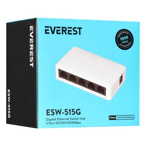 Everest ESW-515G 10/100/1000Mbps 5 Port Gigabit Ethernet Switch Hub