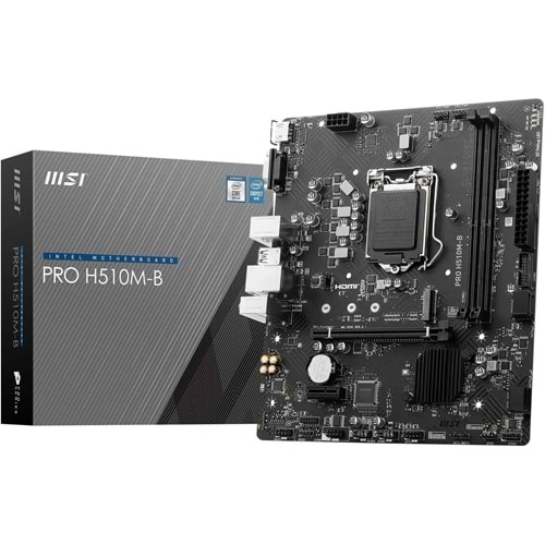 MSI PRO H510M-B 1200 DDR4 2933MH -YALNIZCA 10. NESİL İŞLEMCİ M.2 USB3.2 1x 1G LAN Matx