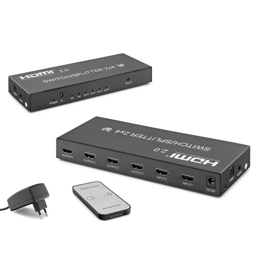 HADRON HD270 SWITCH SPLITTER HDMI 2 GİRİŞ 4 ÇIKIŞ