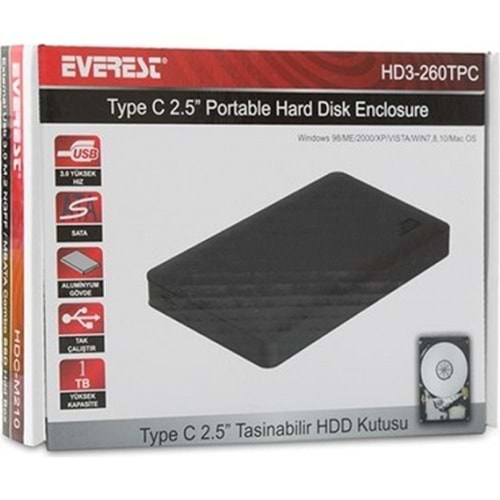 Everest HD3-260TPC Harici 2.5'' Type C Hdd Kutusu