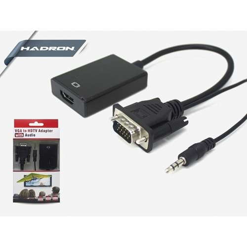 Vga Hdmi Dönüştürücü - Hadron HD4458 Vga to Hdmi + Audio Çevirici Adaptör