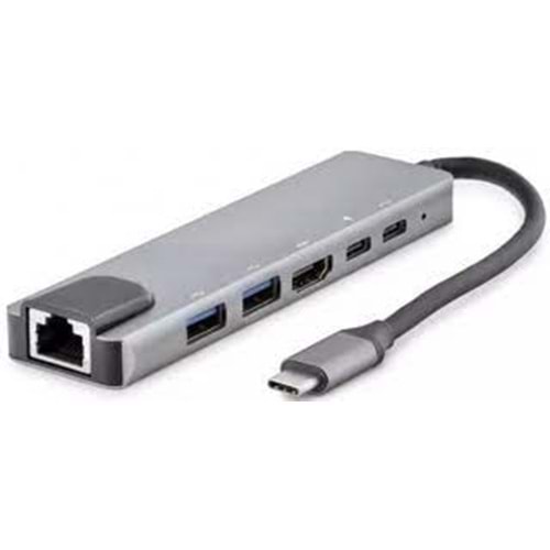 HADRON HDX7791 ÇEVİRİCİ TYPE-C TO 3.0 6 IN 1 USB + HDTV 4K