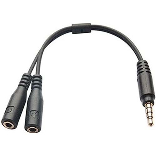 Hytech HY-X77 Siyah Audio + Mic to 3,5mm 0.15m Kulaklık Çevirici