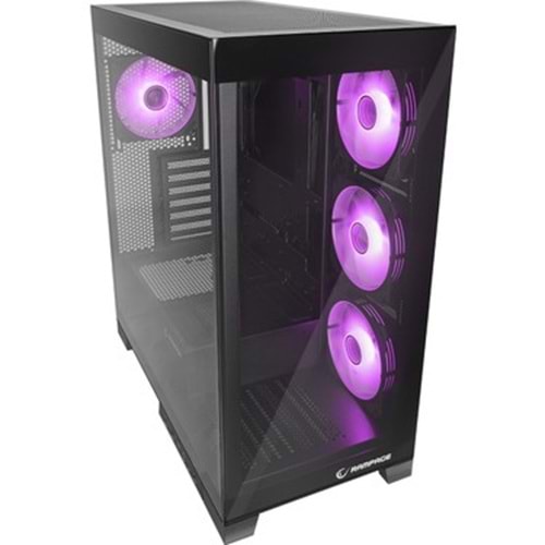 Rampage HYDRA V2 BLACK Type-C+USB3.0 Temperli Camlı 4*ARGB Infinity Fan+Hub E-ATX Exclusive Gaming Oyuncu Kasası