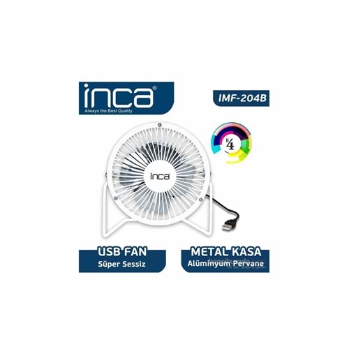 Inca IMF-204B Masaüstü Metal Fan + Alüminyum Pervane Beyaz 4''